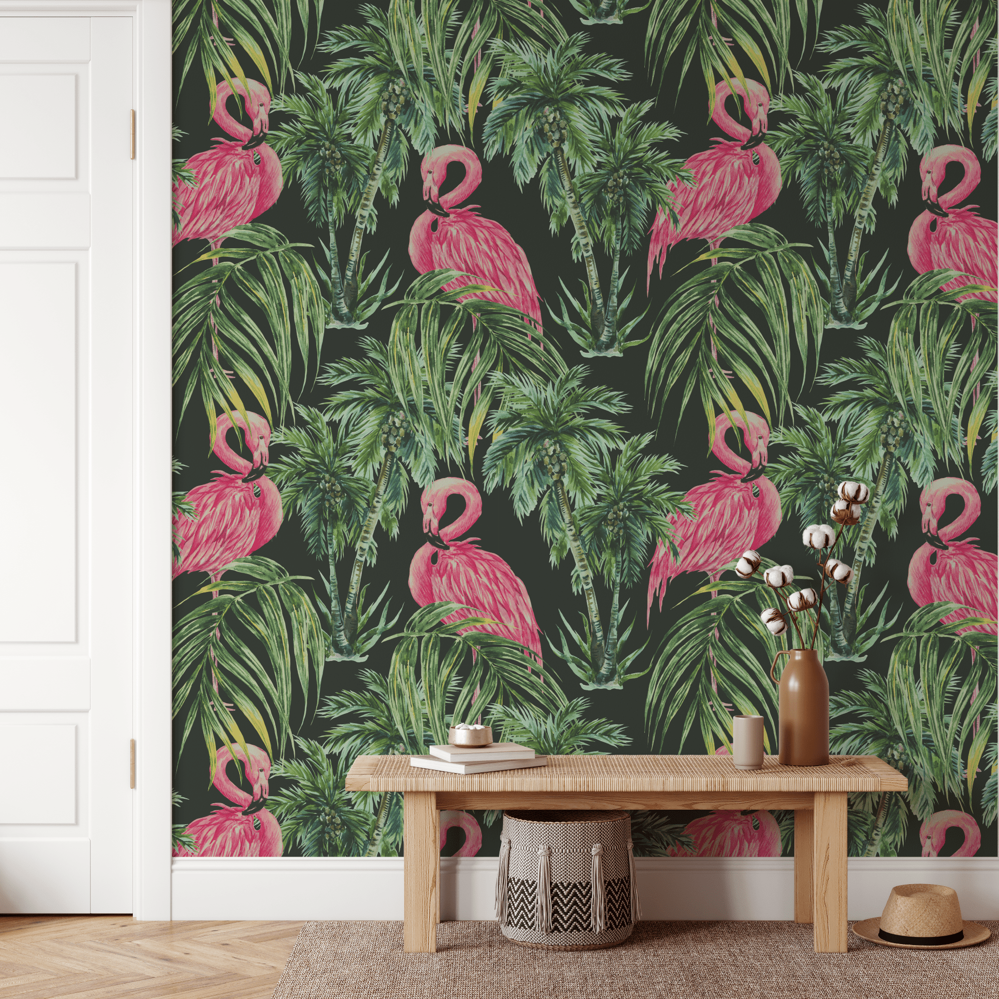 Flamingo Pink Tropical Wallpaper