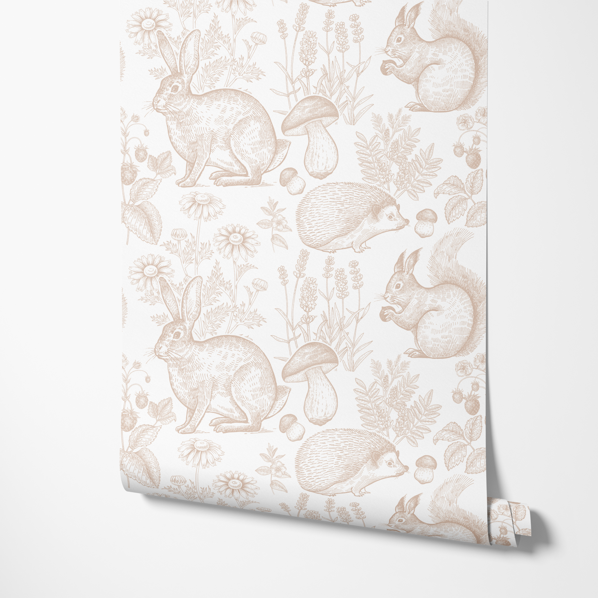 Forest Friends Woodland Animals Linen Wallpaper