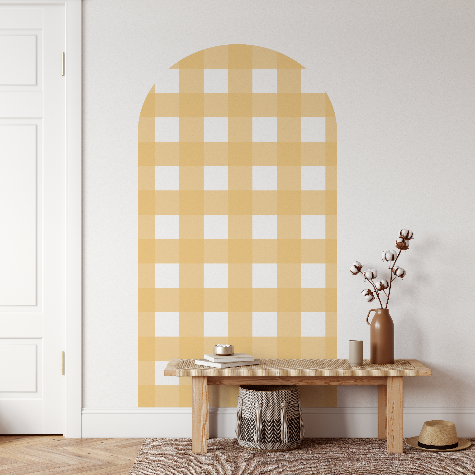 Gingham Check Butterscotch Arch Decal