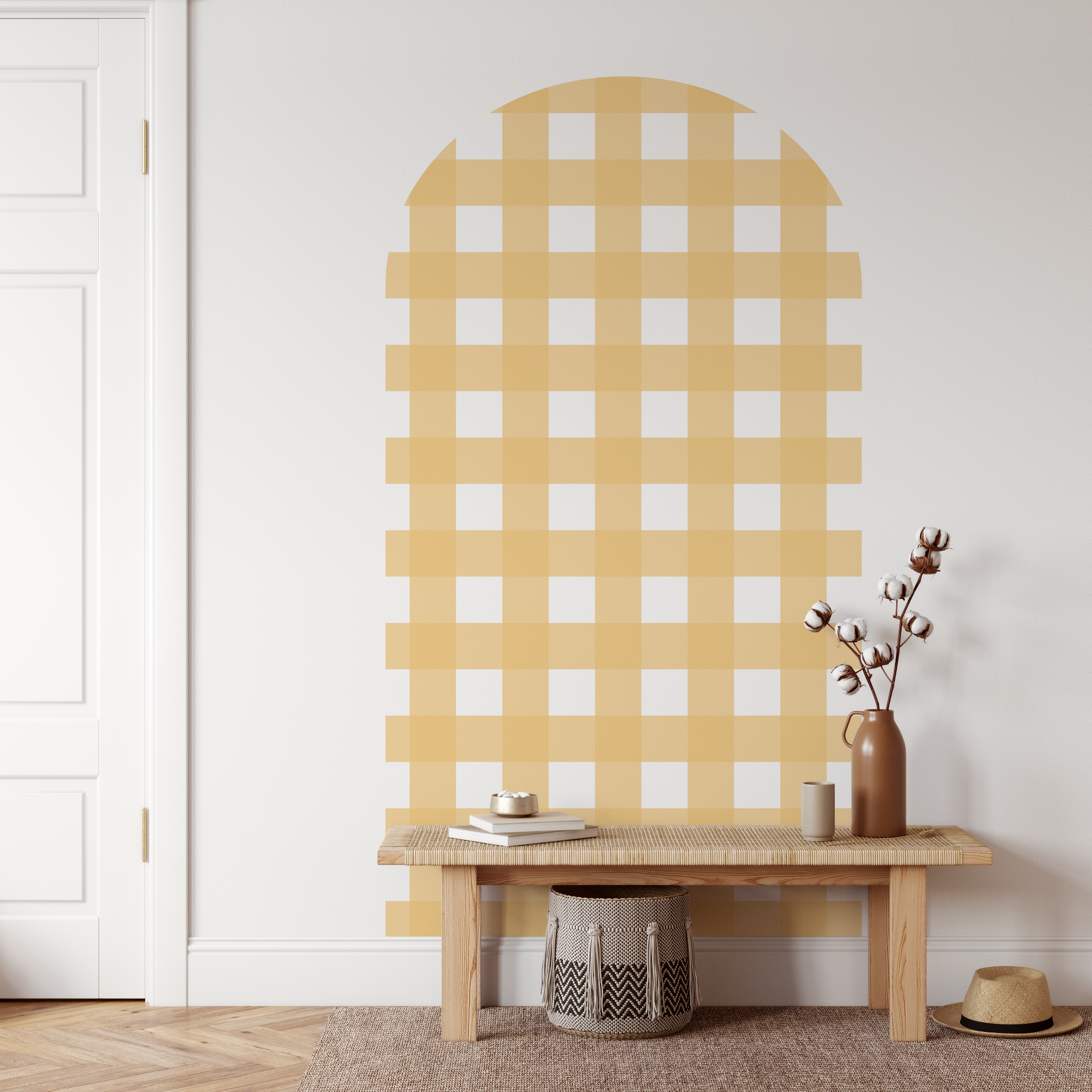 Gingham Check Butterscotch Arch Decal