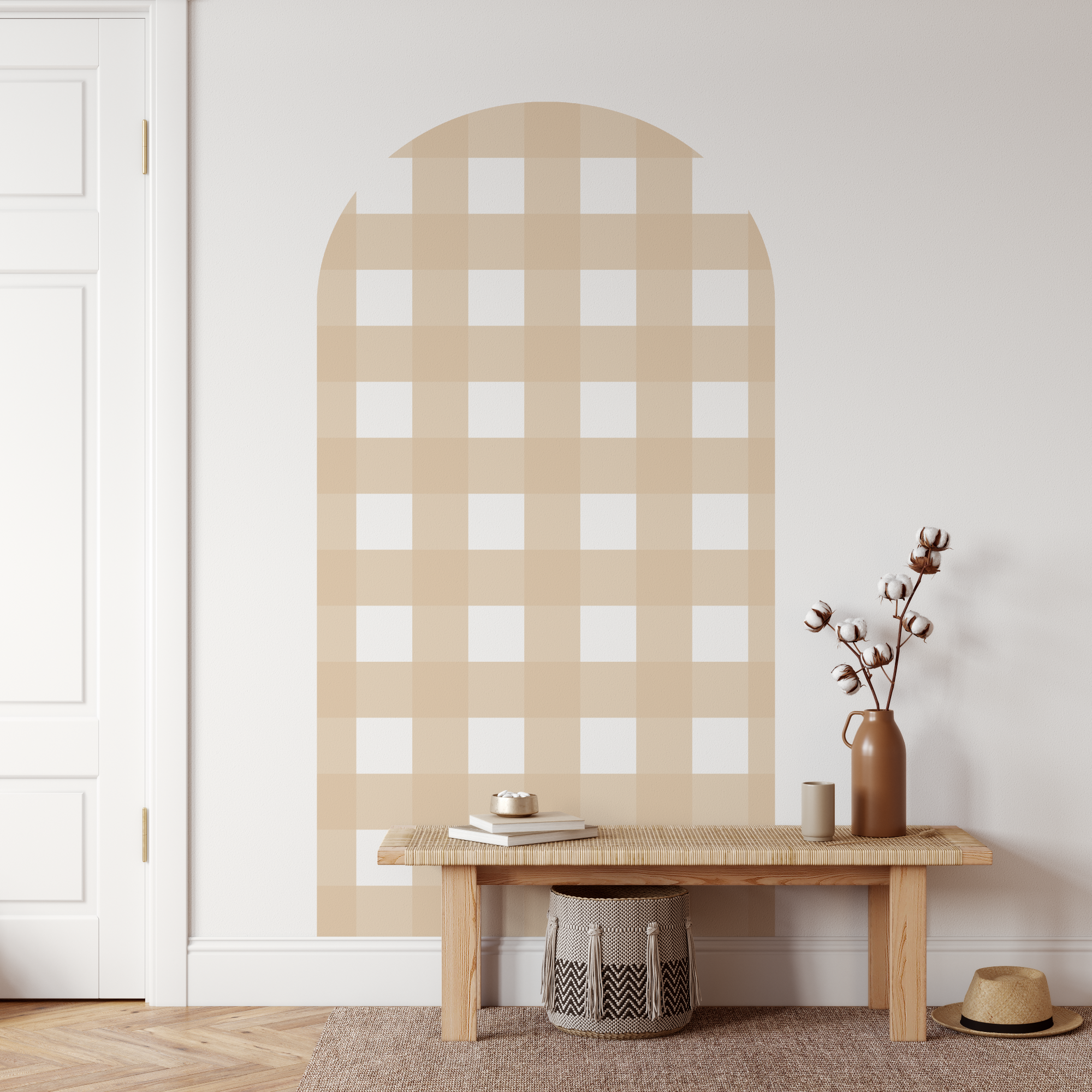 Gingham Check Sandstone Arch Decal