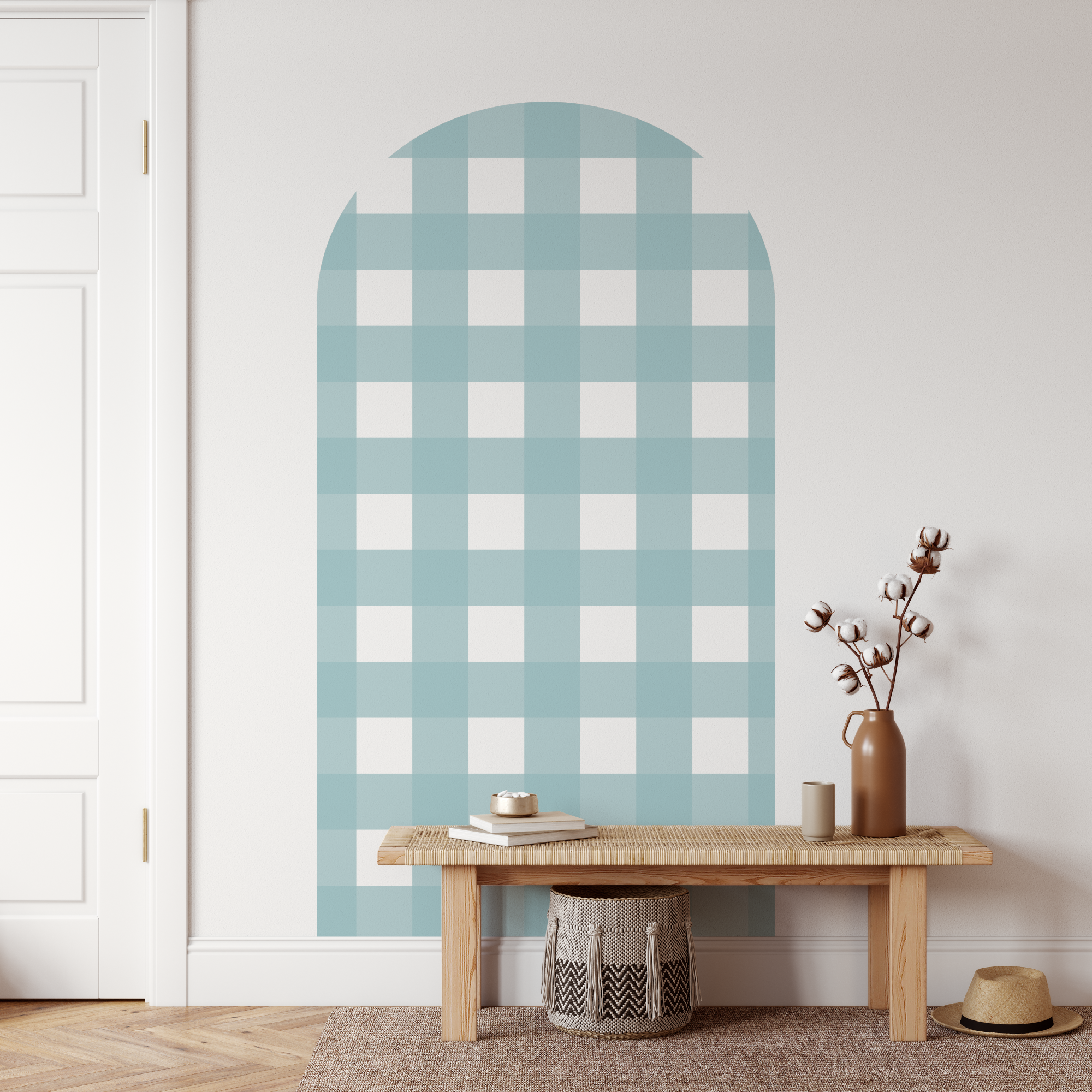 Gingham Check Seafoam Arch Decal