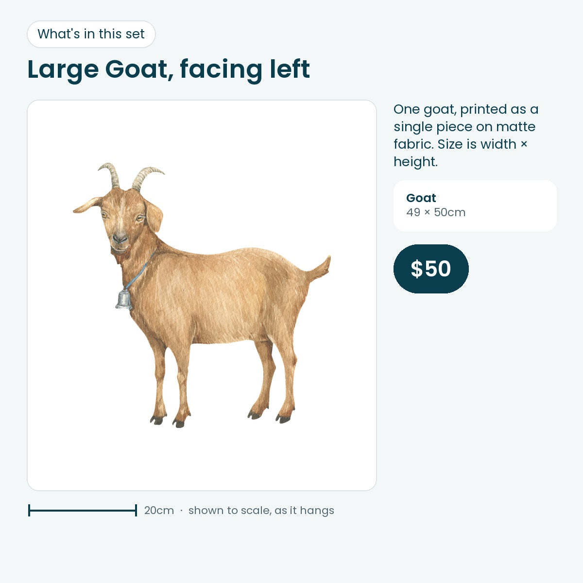 Large goat decal facing left, 49 × 50cm