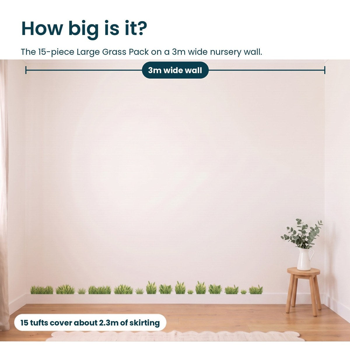 Large Grass Pack on a 3m nursery wall, true scale