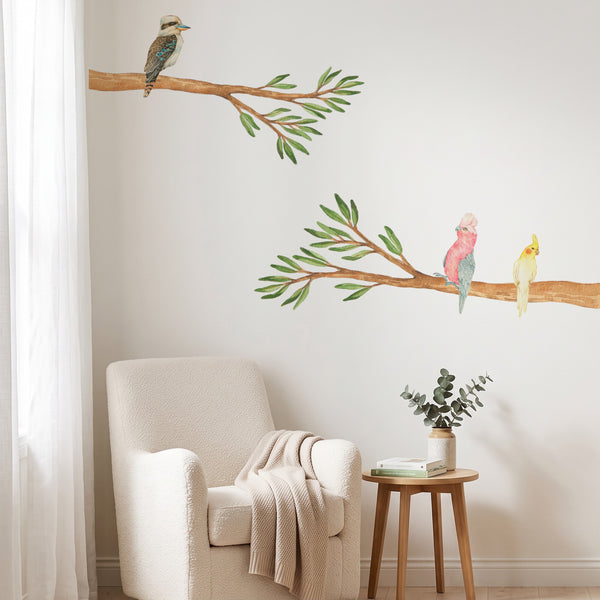 Australian Gum Tree Branch & Bird Wall Decals