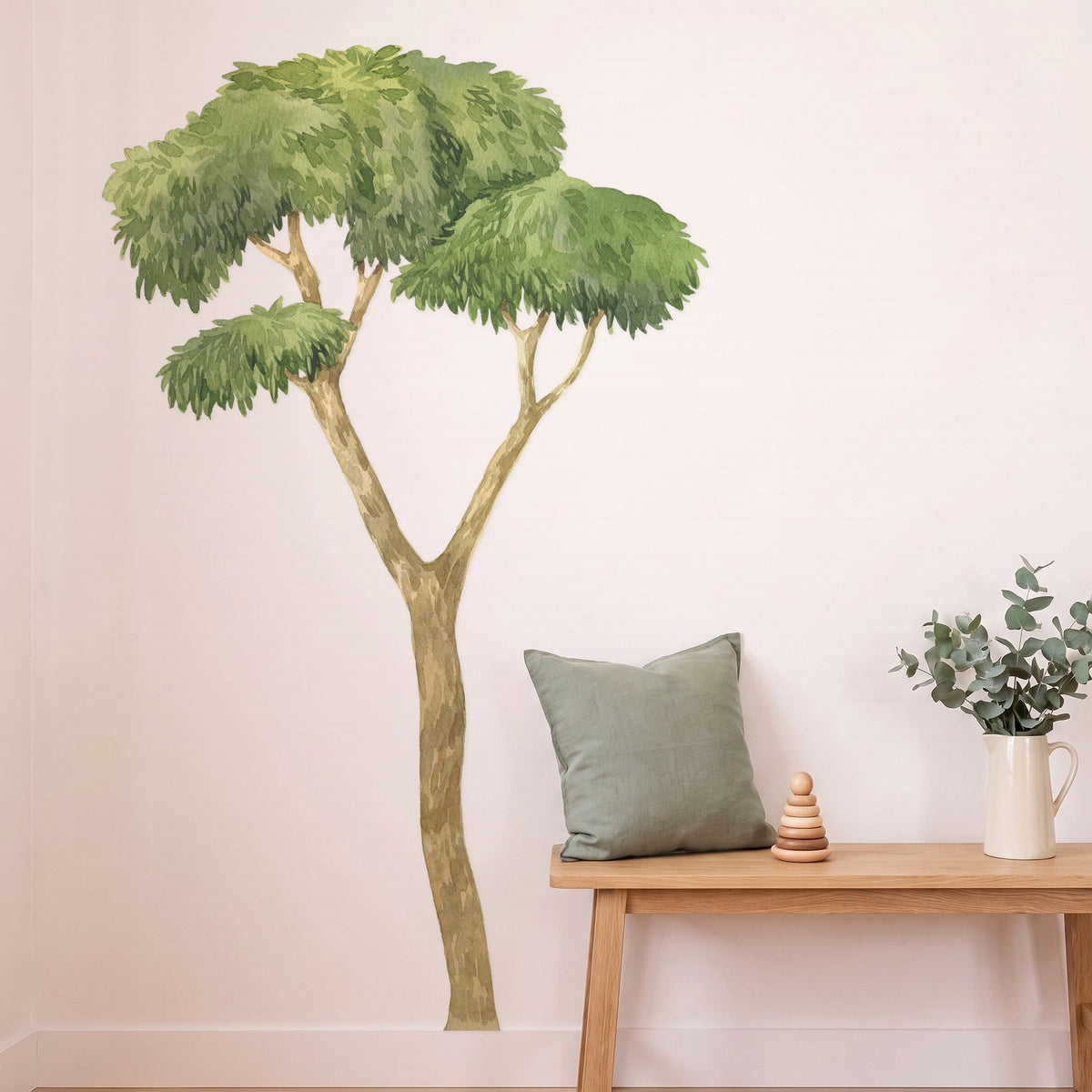 Australian gum tree wall decal in a styled nursery