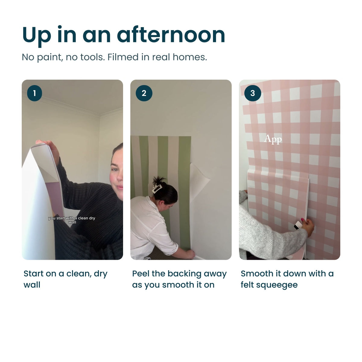 Up in an afternoon: three real install photos of peel and stick panels going up in homes