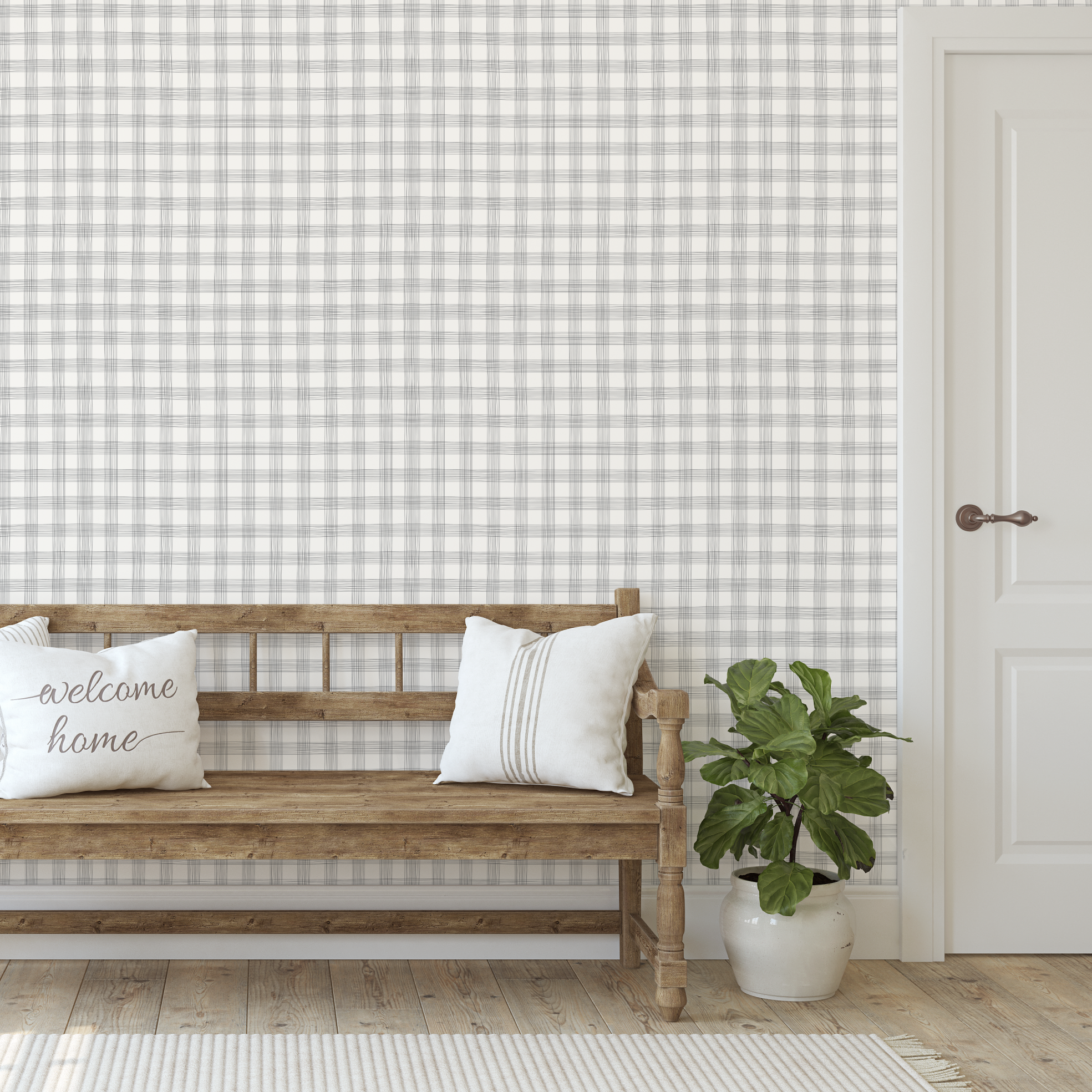 Campbell Hand Drawn Check Black Wallpaper