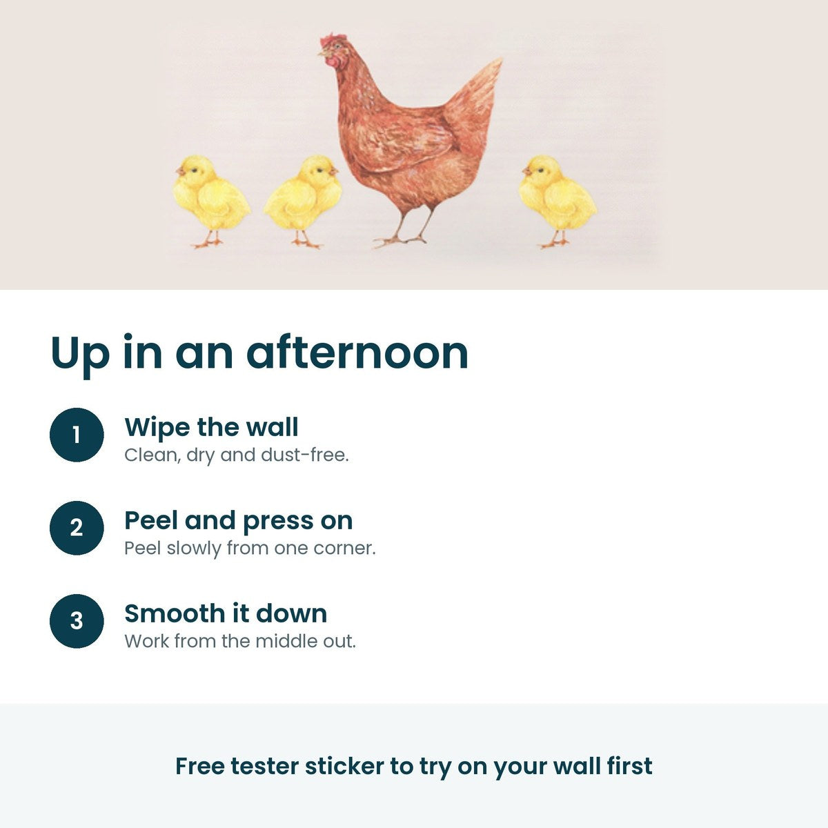 How to put up the hen and three chicks wall decals in three steps
