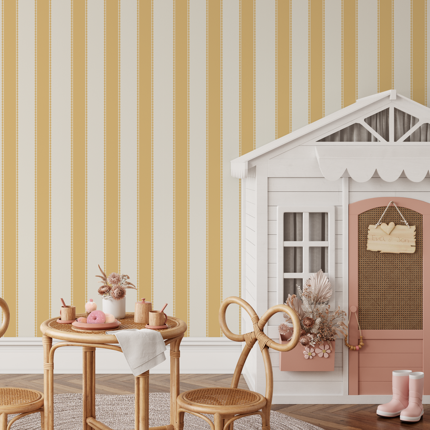 Henrietta Butterscotch Stripes Wallpaper