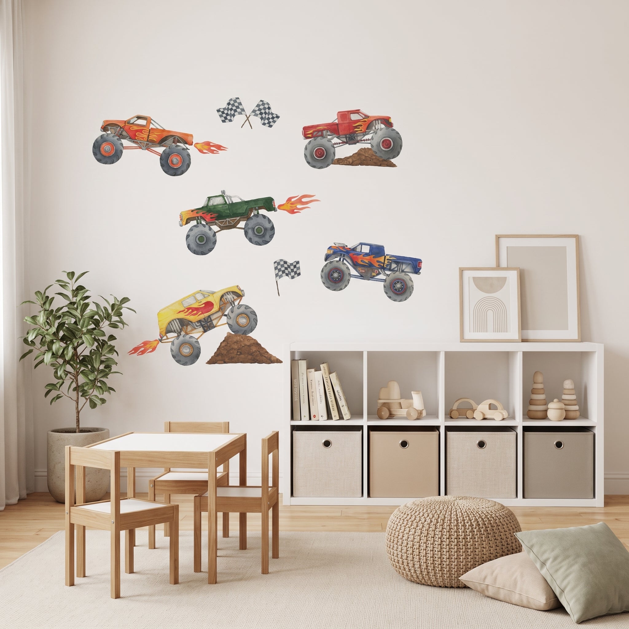 Monster Truck wall decals styled in a modern Australian children's playroom