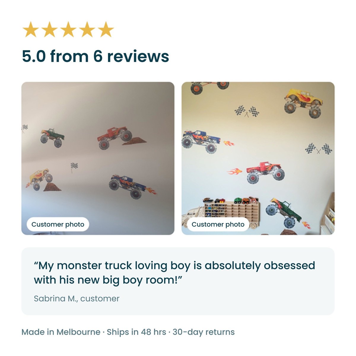 Customer reviews and photos of monster truck wall decals