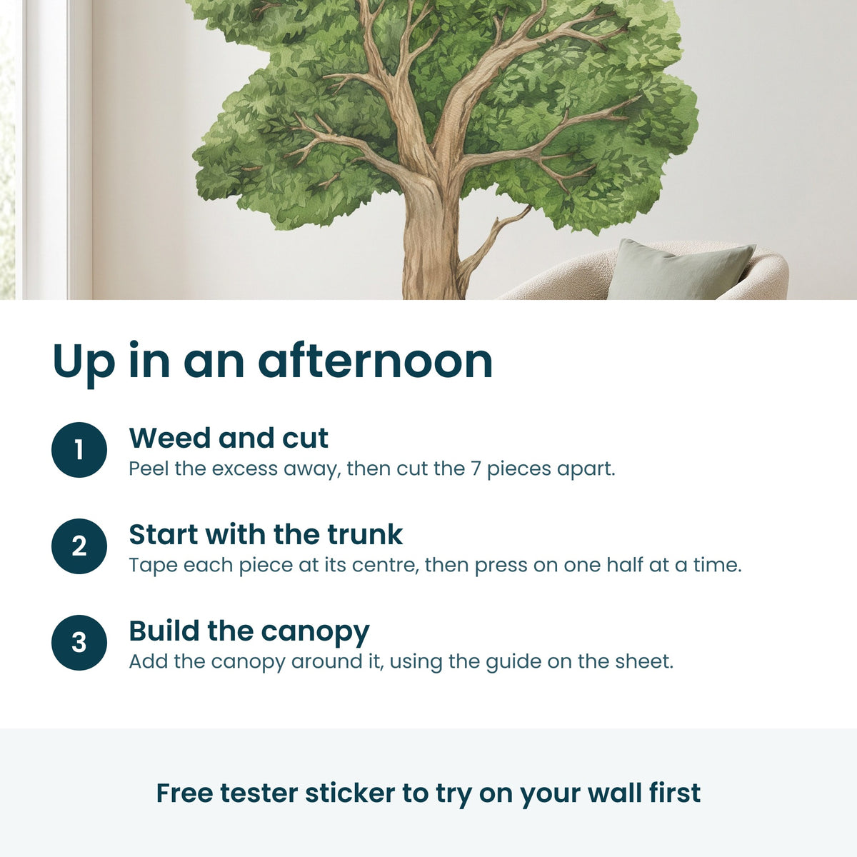 How to put up the oak tree wall decal
