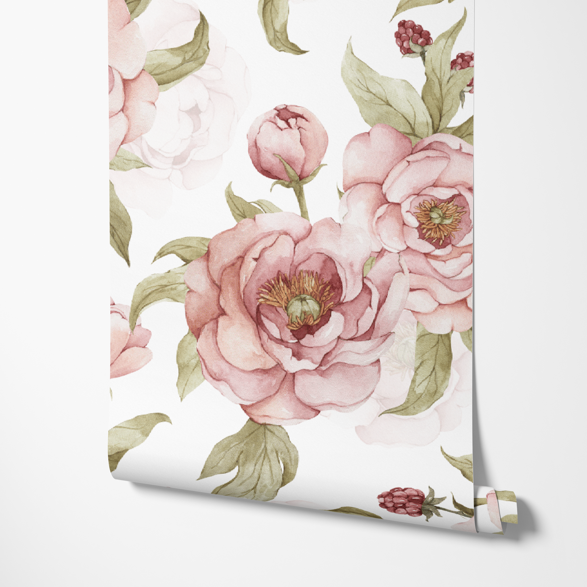 Peonia Peony Rose Floral Wallpaper