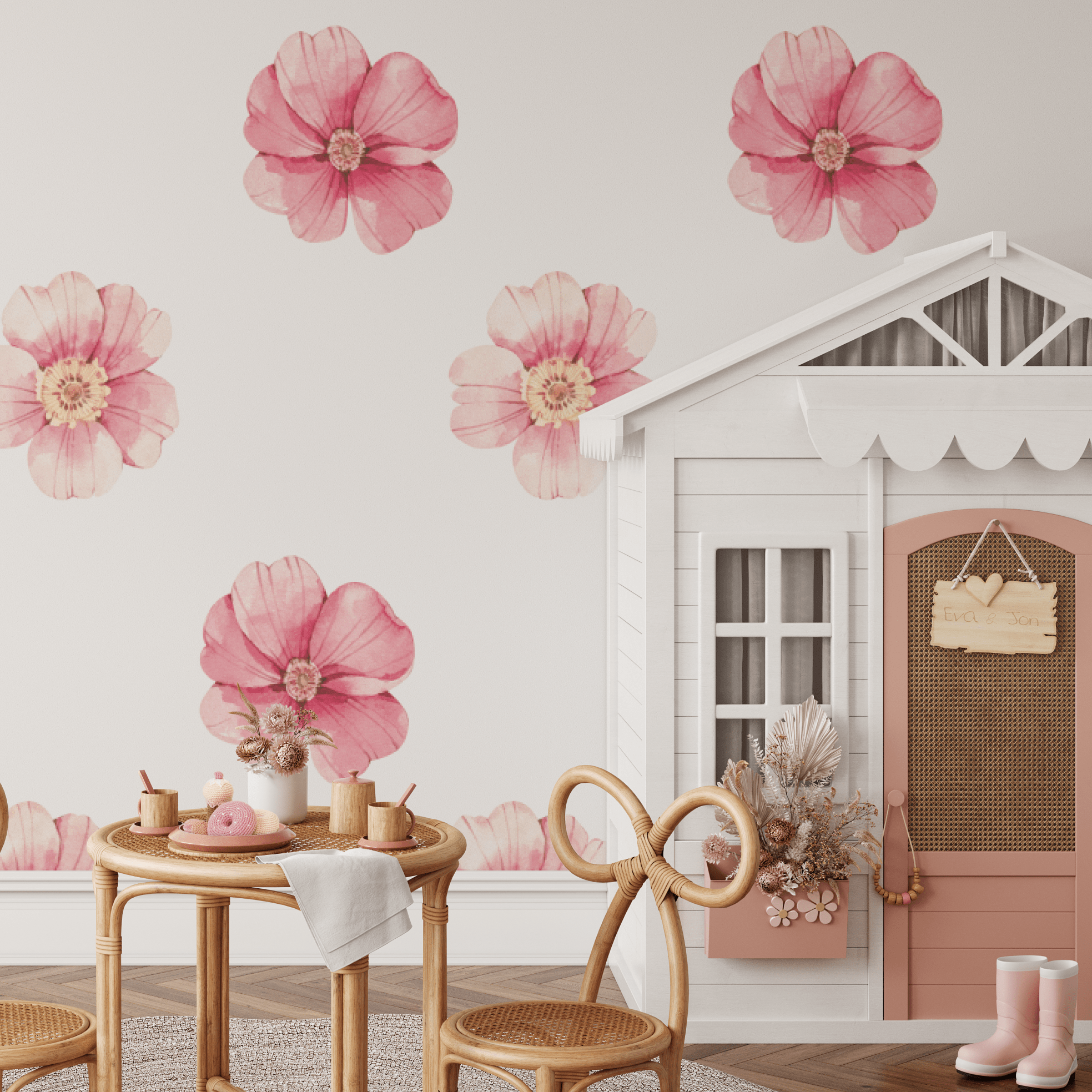 Pink Floral Wall Decals