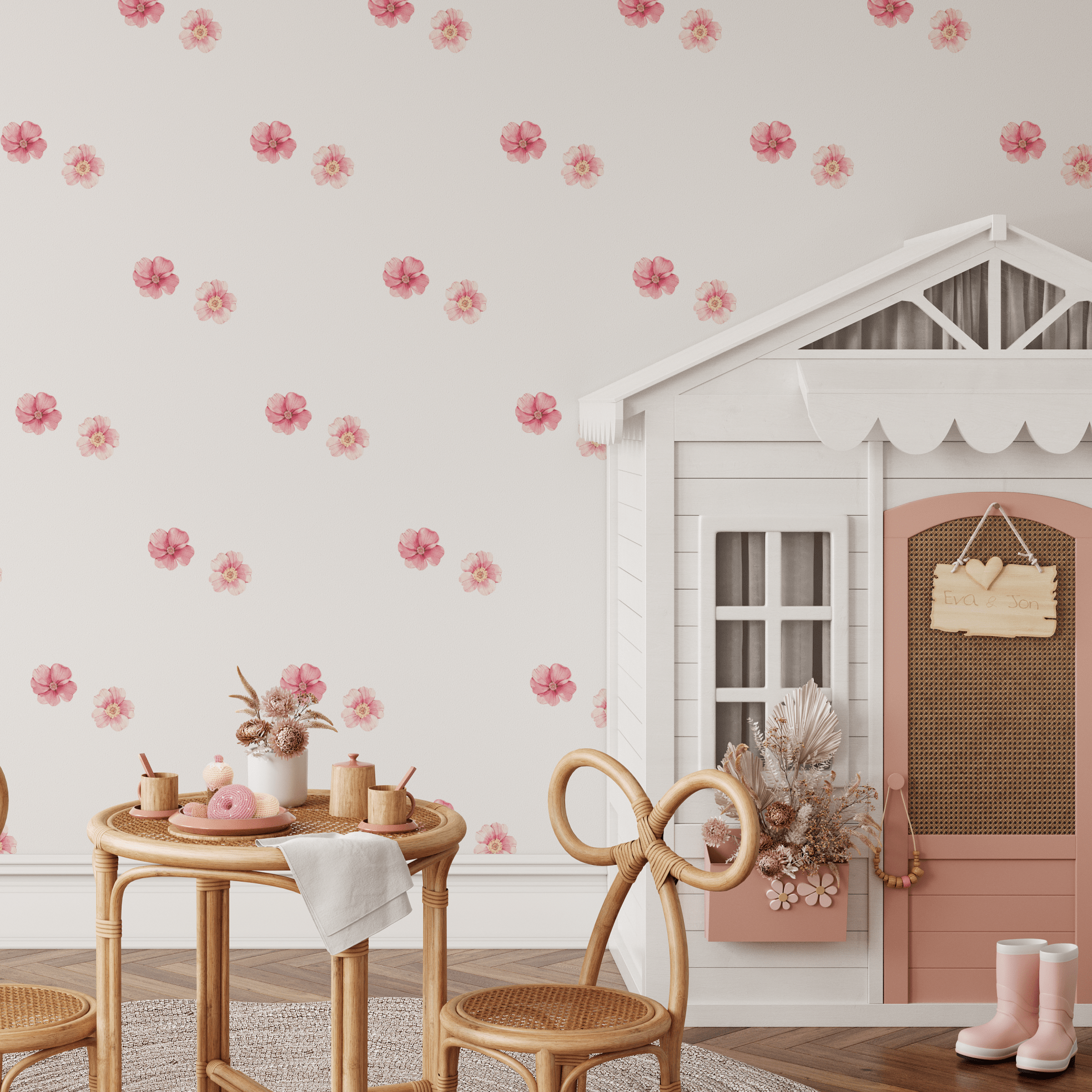 Pink Floral Wall Decals