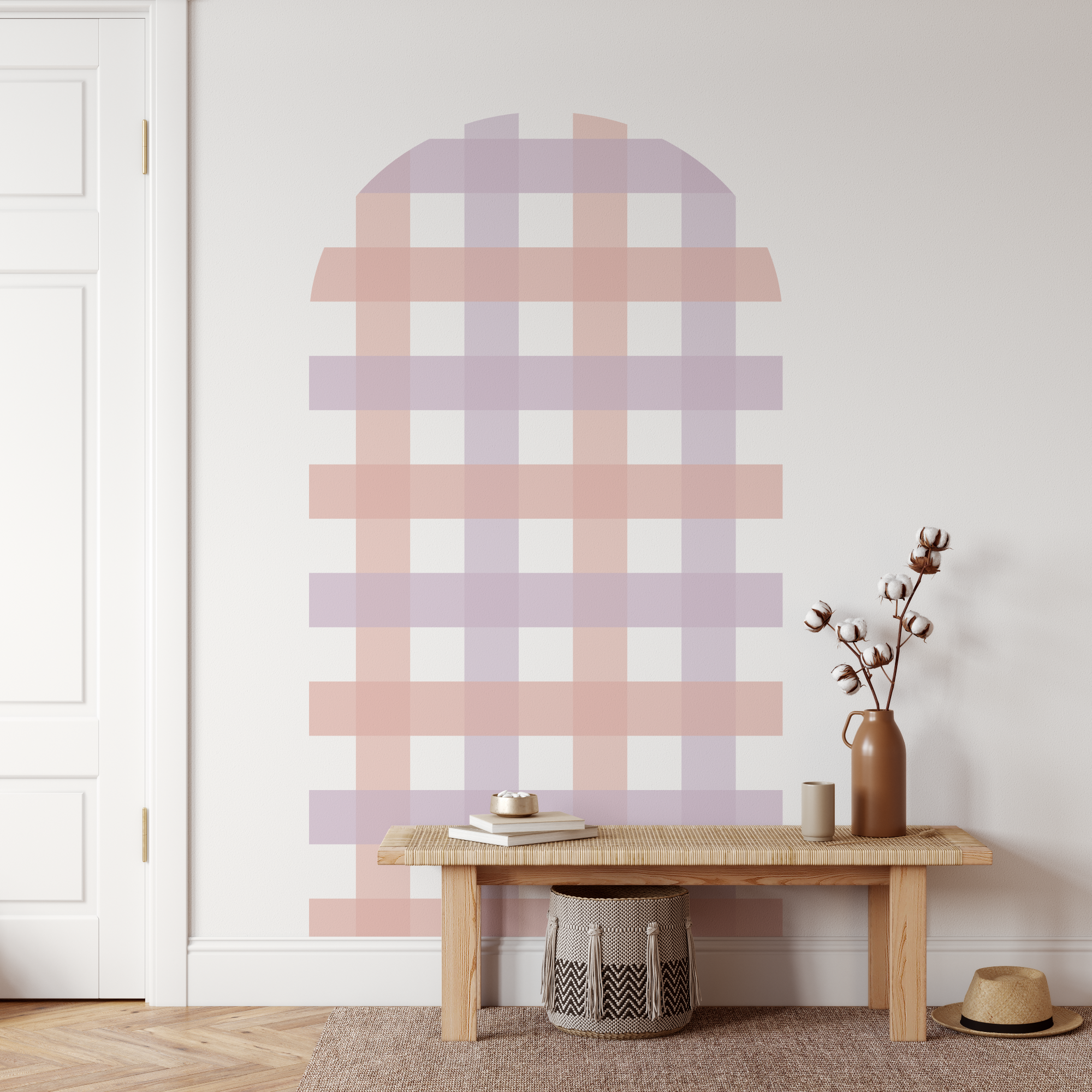 Pink/Purple Jumbo Gingham Check Arch Decal