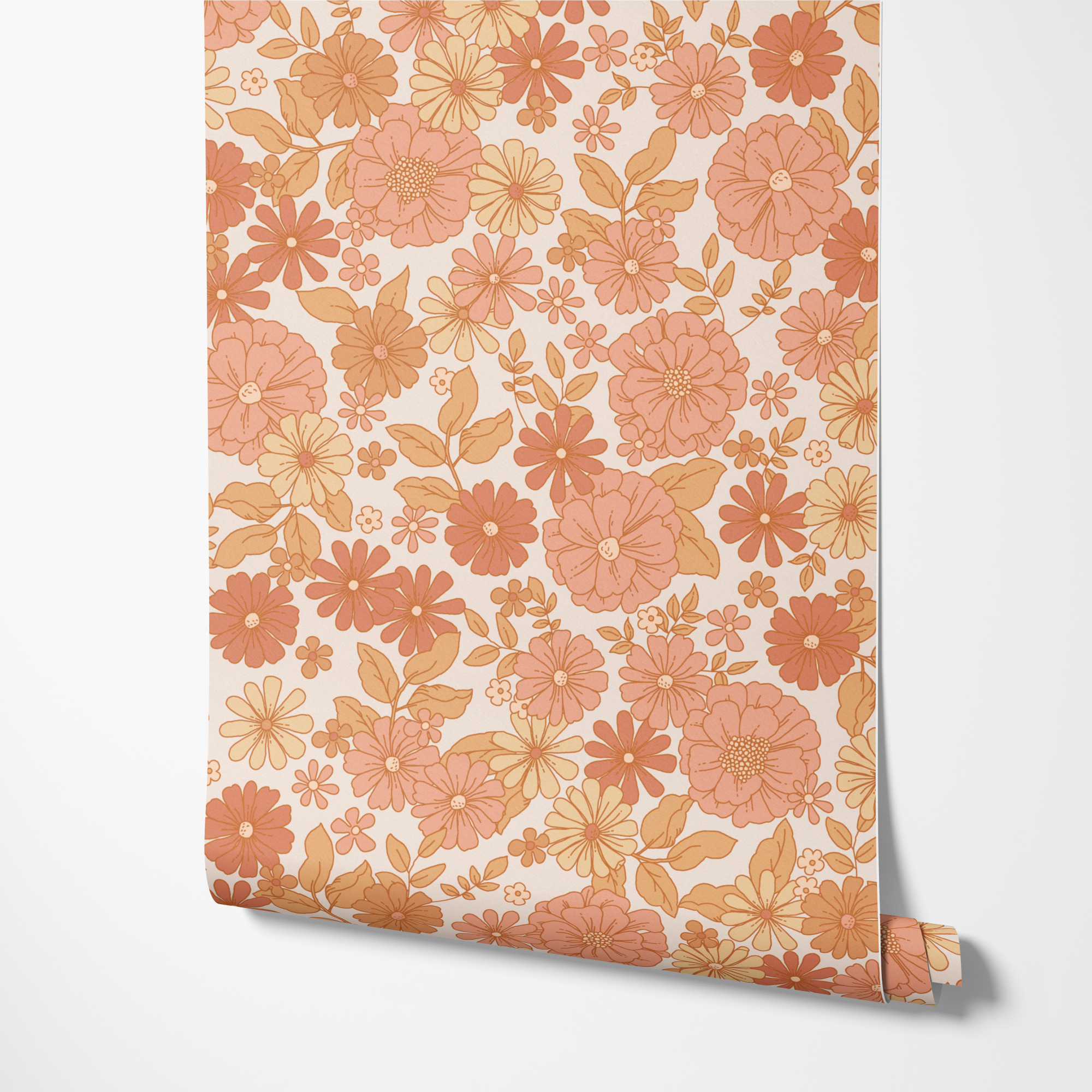 Piper Boho Earth-Tone Floral Wallpaper