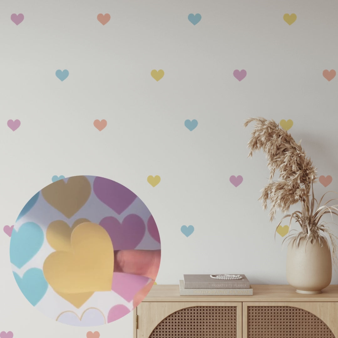 Mini Hearts 90pcs Danish Pastels Wall Decals