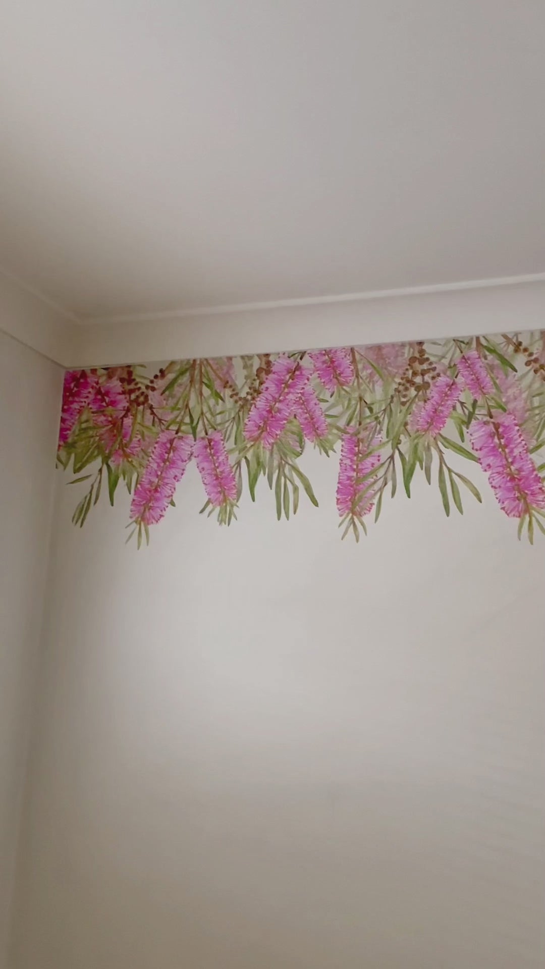 Load video: Pink Bottlebrush Foliage Wall Border Decals