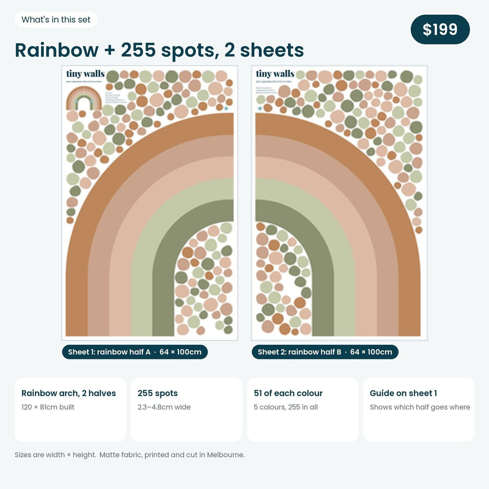 Rainbow Wall Decal | Safari Jungle 1.2m + Spots | Tiny Walls