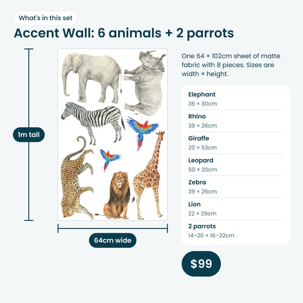 What's in the Accent Wall pack: 8 safari decals