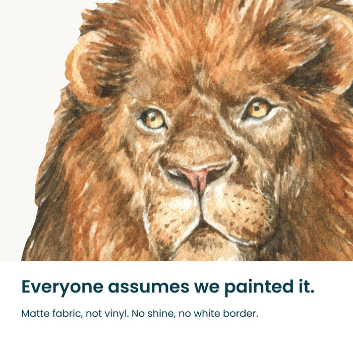 Close-up of the hand-painted watercolour safari art