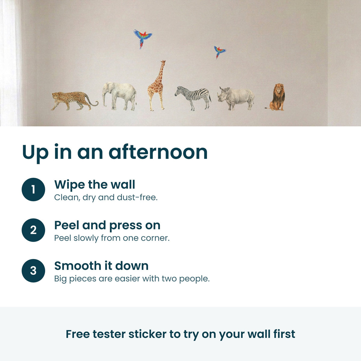 How to put up the safari animal wall decals