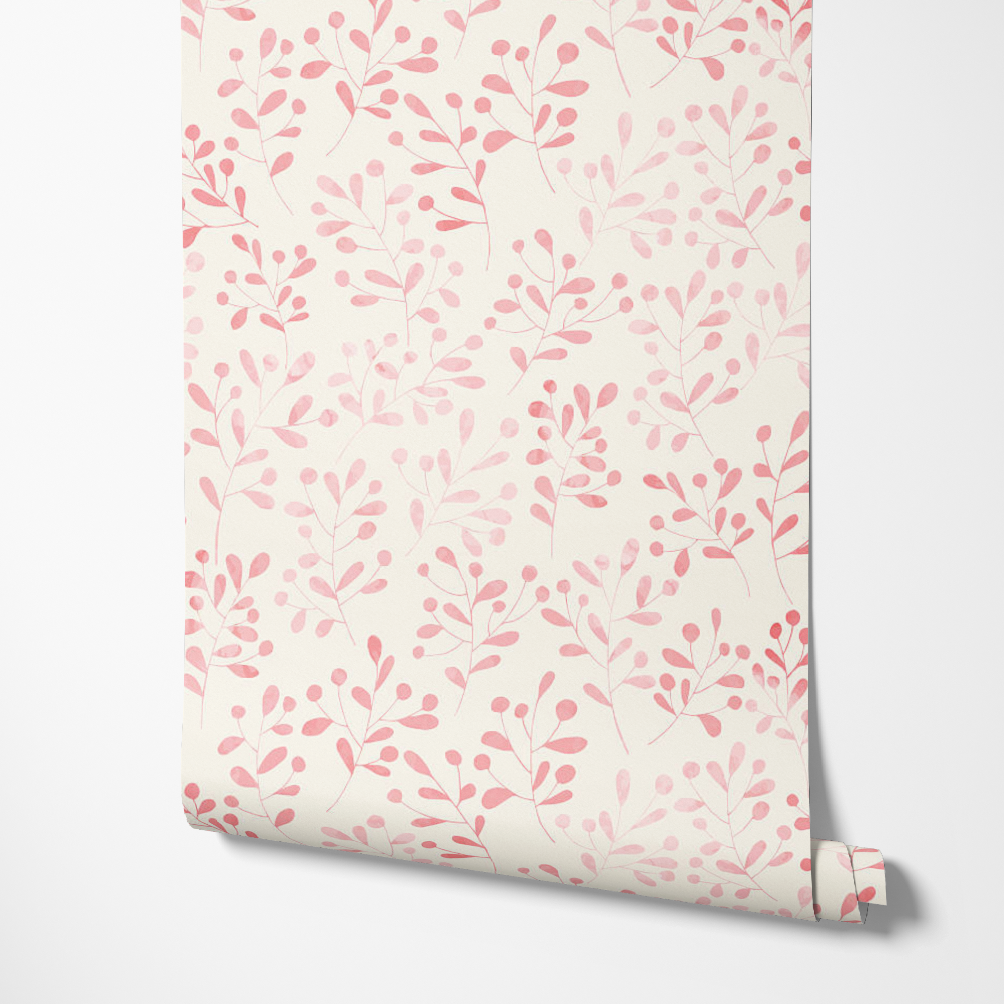 Sally Pink Foliage Farmhouse Wallpaper