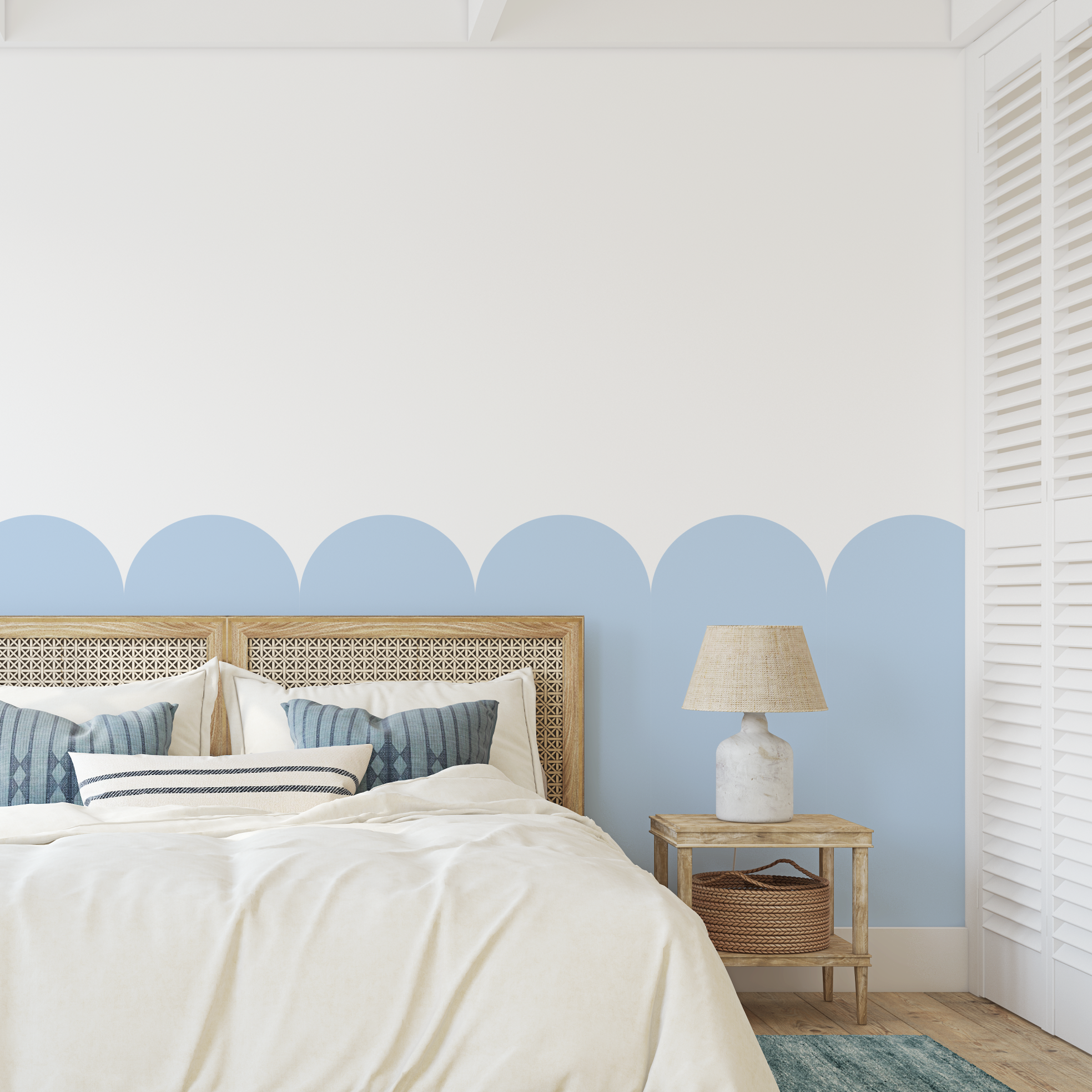 Scalloped Wallpaper Panel - Light Blue