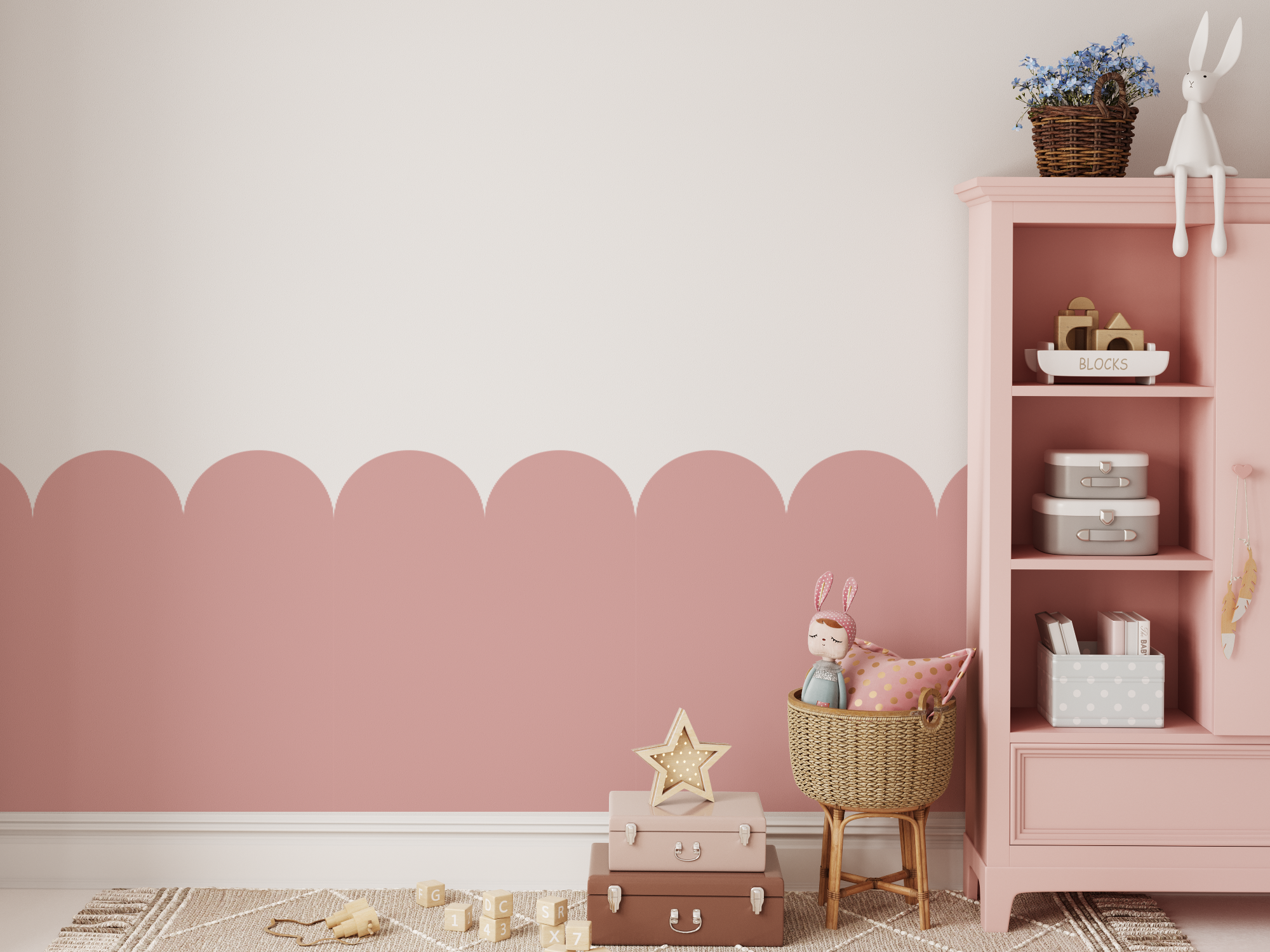 Scalloped Wallpaper Panel - Pink