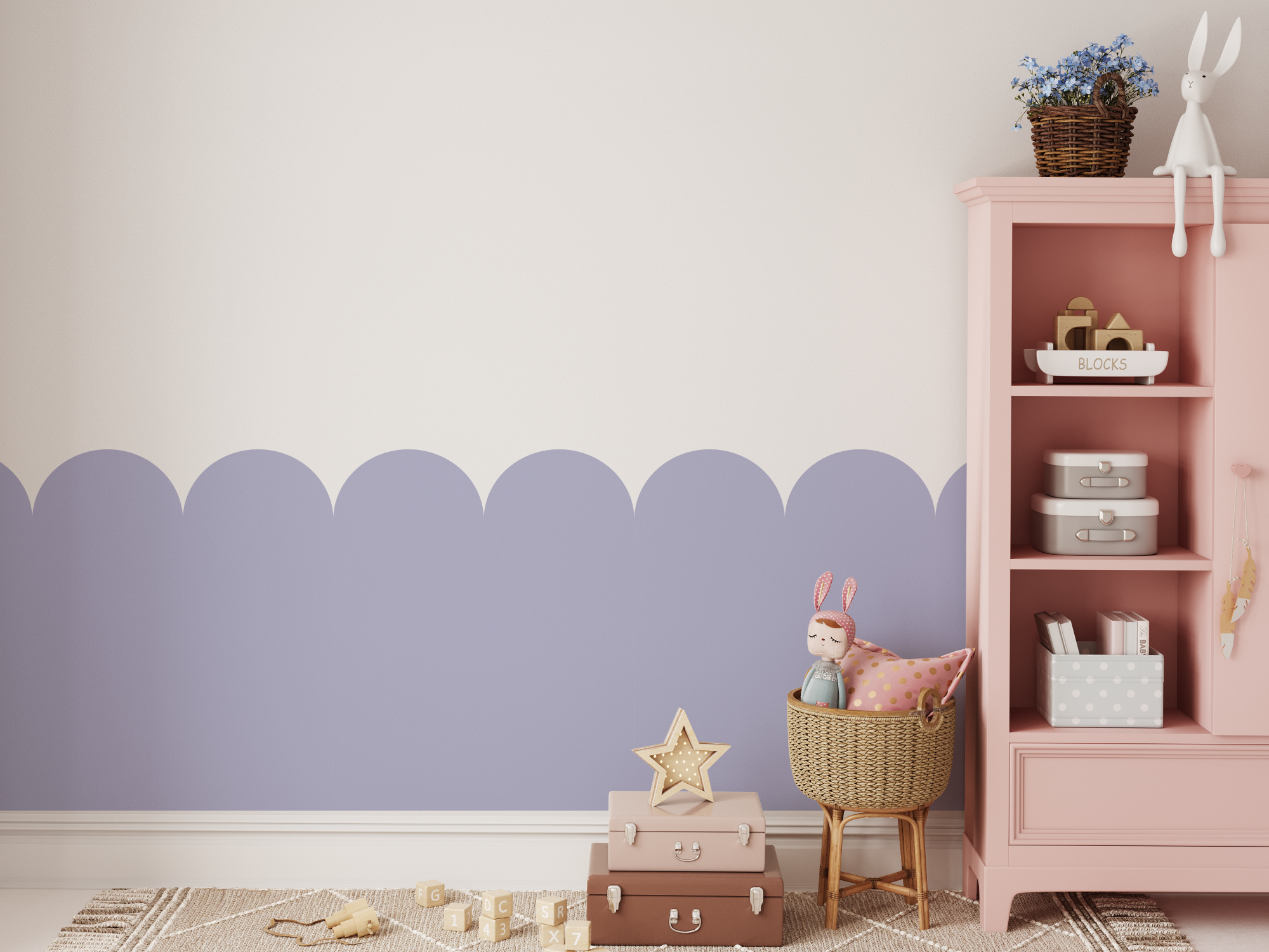 Scalloped Wallpaper Panels - Lilac