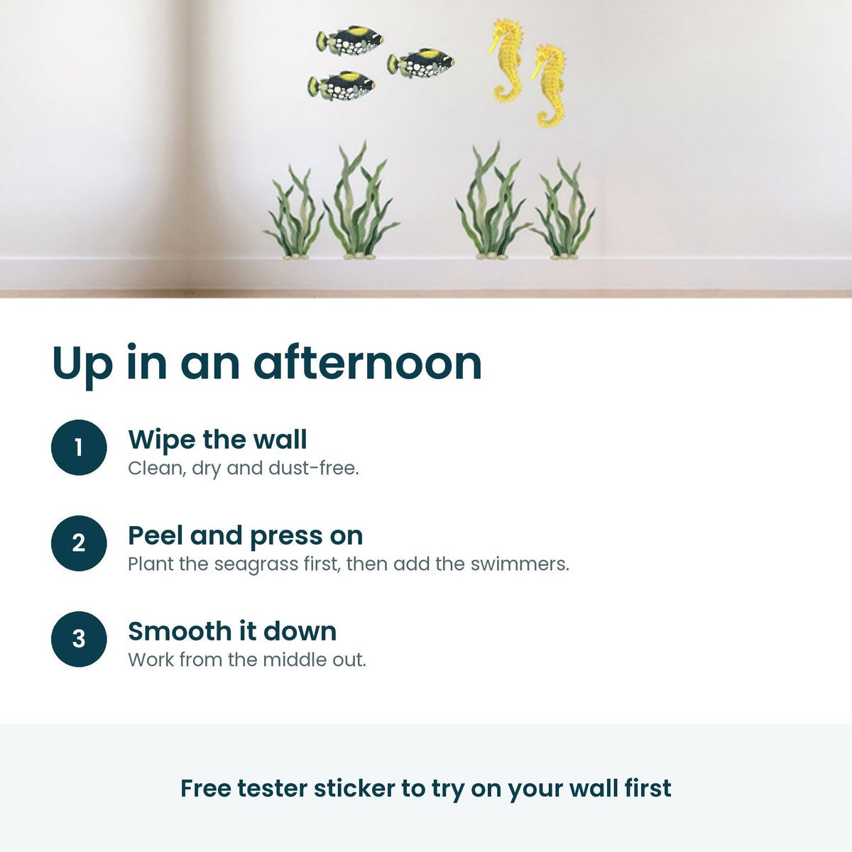 How to put up the seagrass, fish and seahorse wall decals