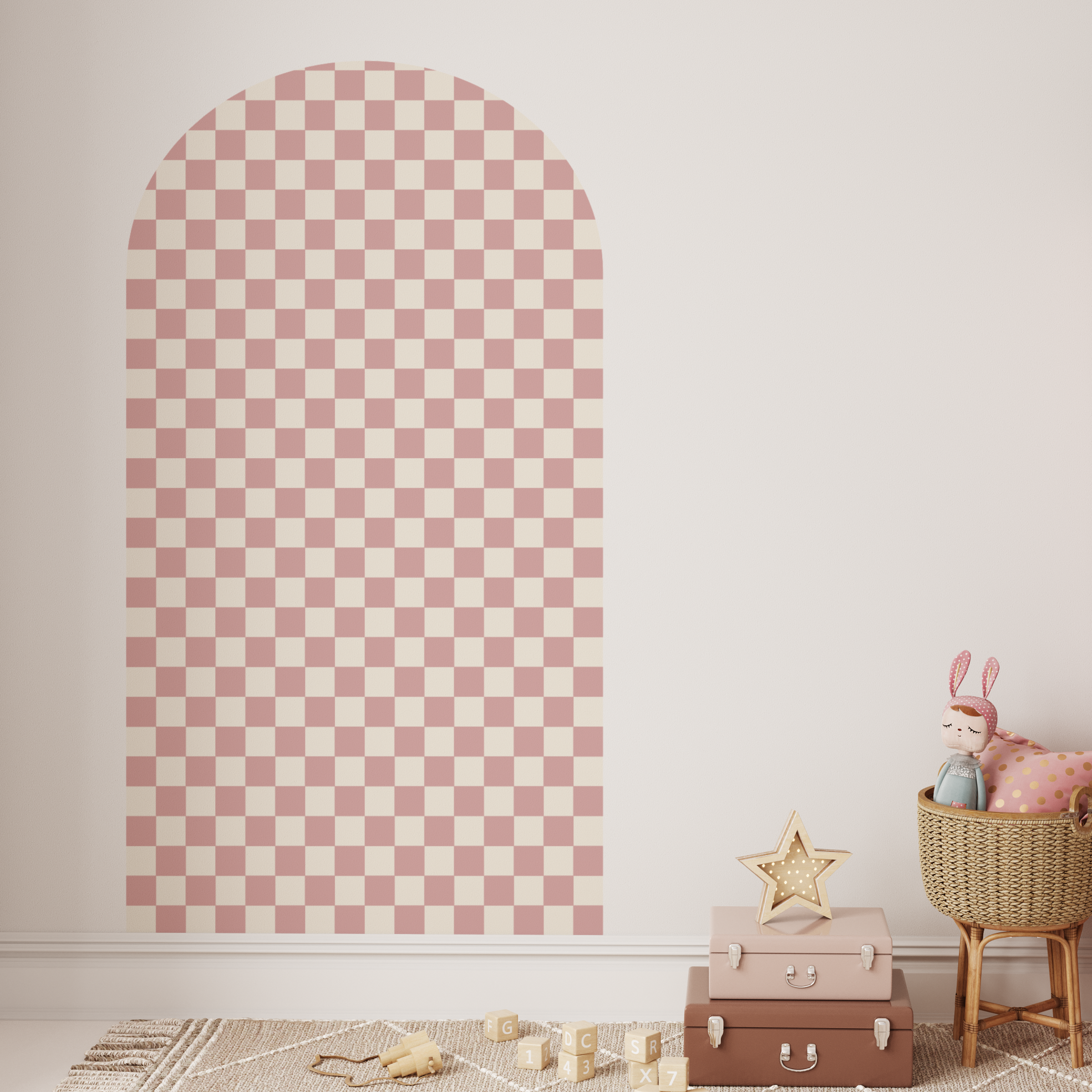 Small Checkers Pink Arch Decal