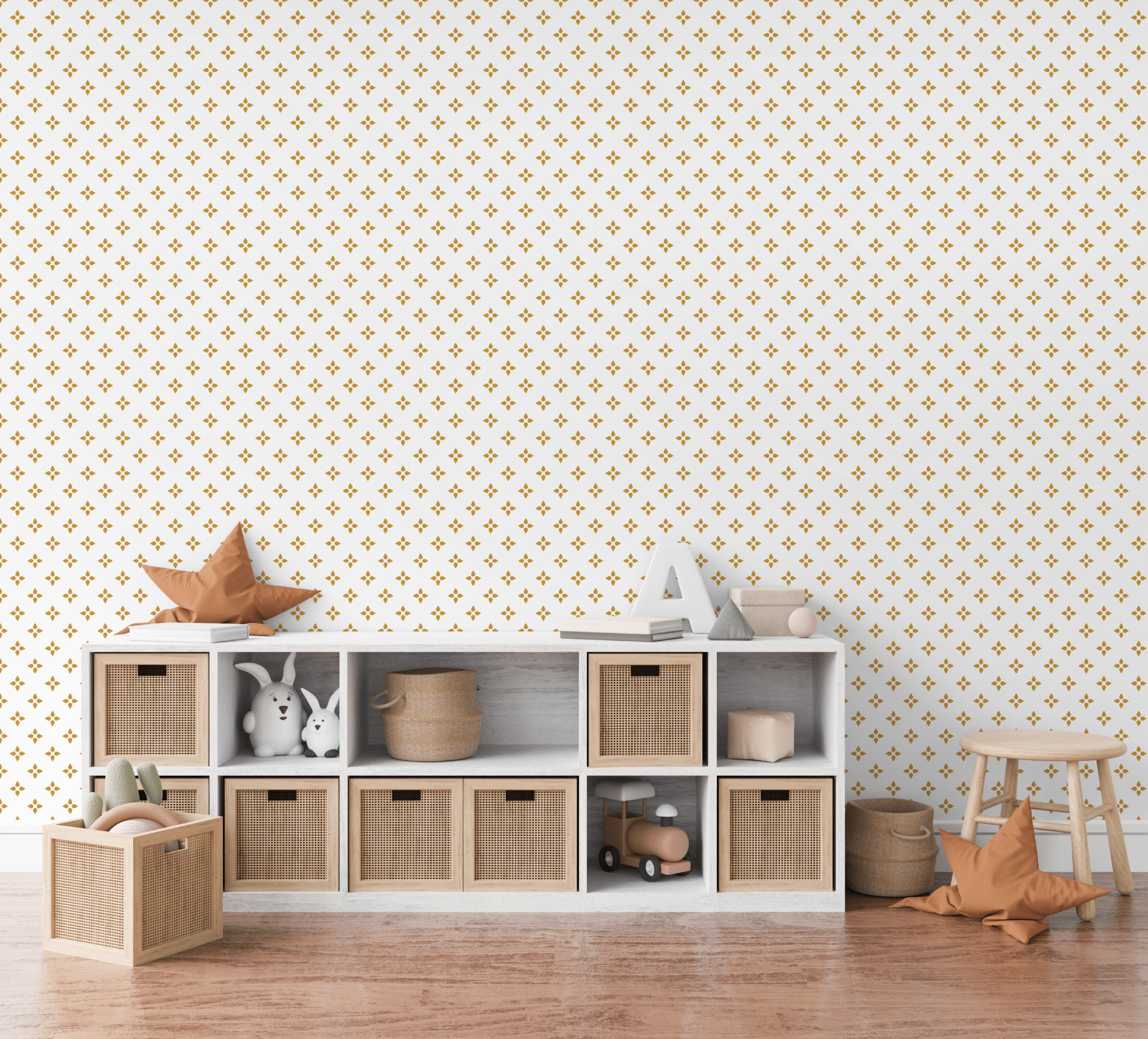 Sofia Golden Diamond Minimalist Dots Wallpaper
