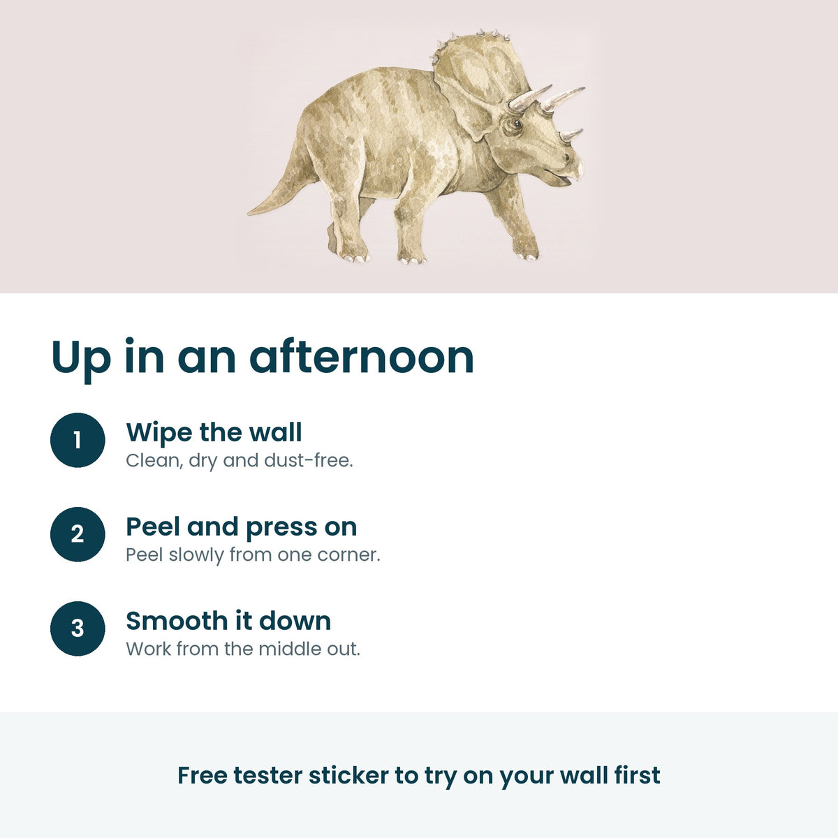 How to put up the triceratops wall decal in three steps