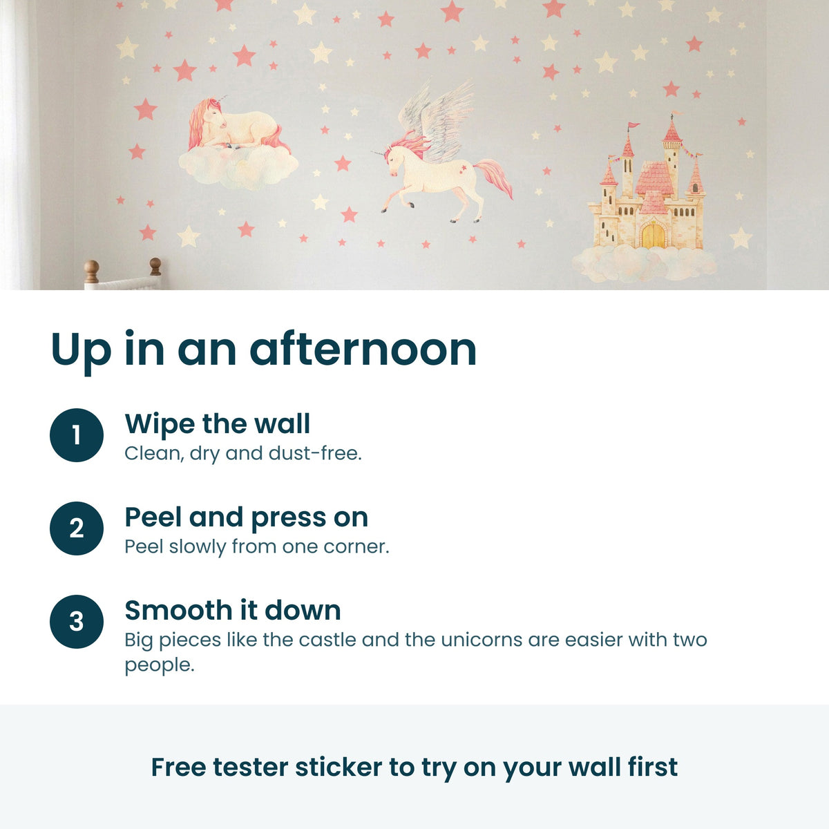 How to put up the unicorn and castle wall decals