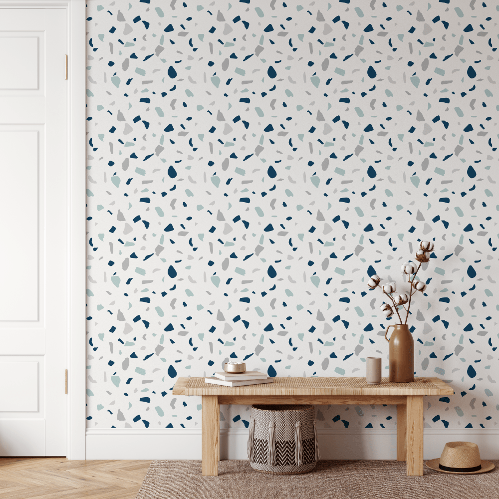 Blue Terrazzo Modern Minimalist Wallpaper