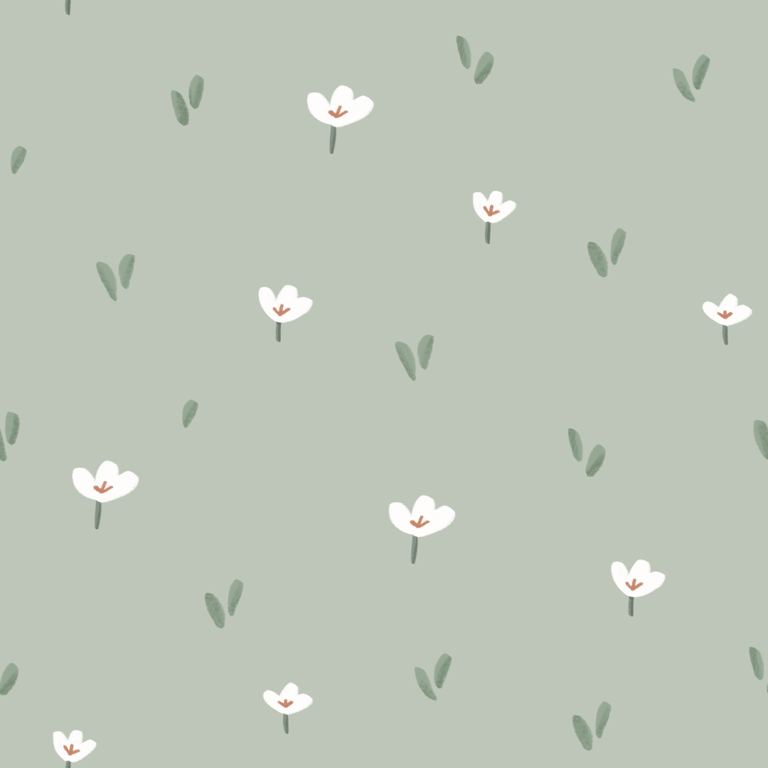 Inna Sage Green Scandi Flower Meadow Wallpaper