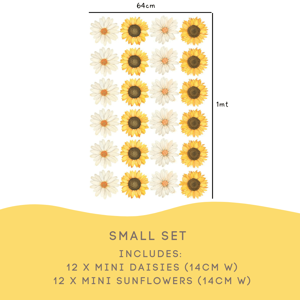 Mini Daisy and Sunflower Wall Decals