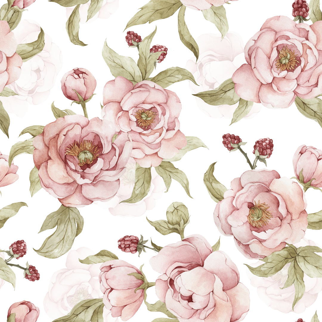 Peonia Peony Rose Floral Wallpaper