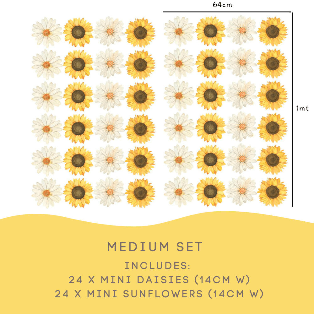 Mini Daisy and Sunflower Wall Decals