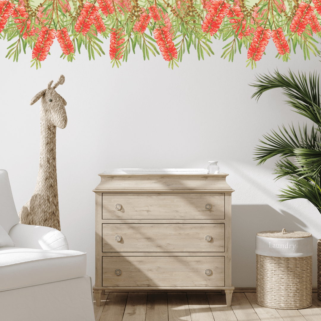 Red Bottlebrush Foliage Wall Border Decals