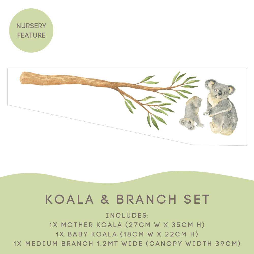 Australian Gum Tree Branch & Koalas Wall Decals