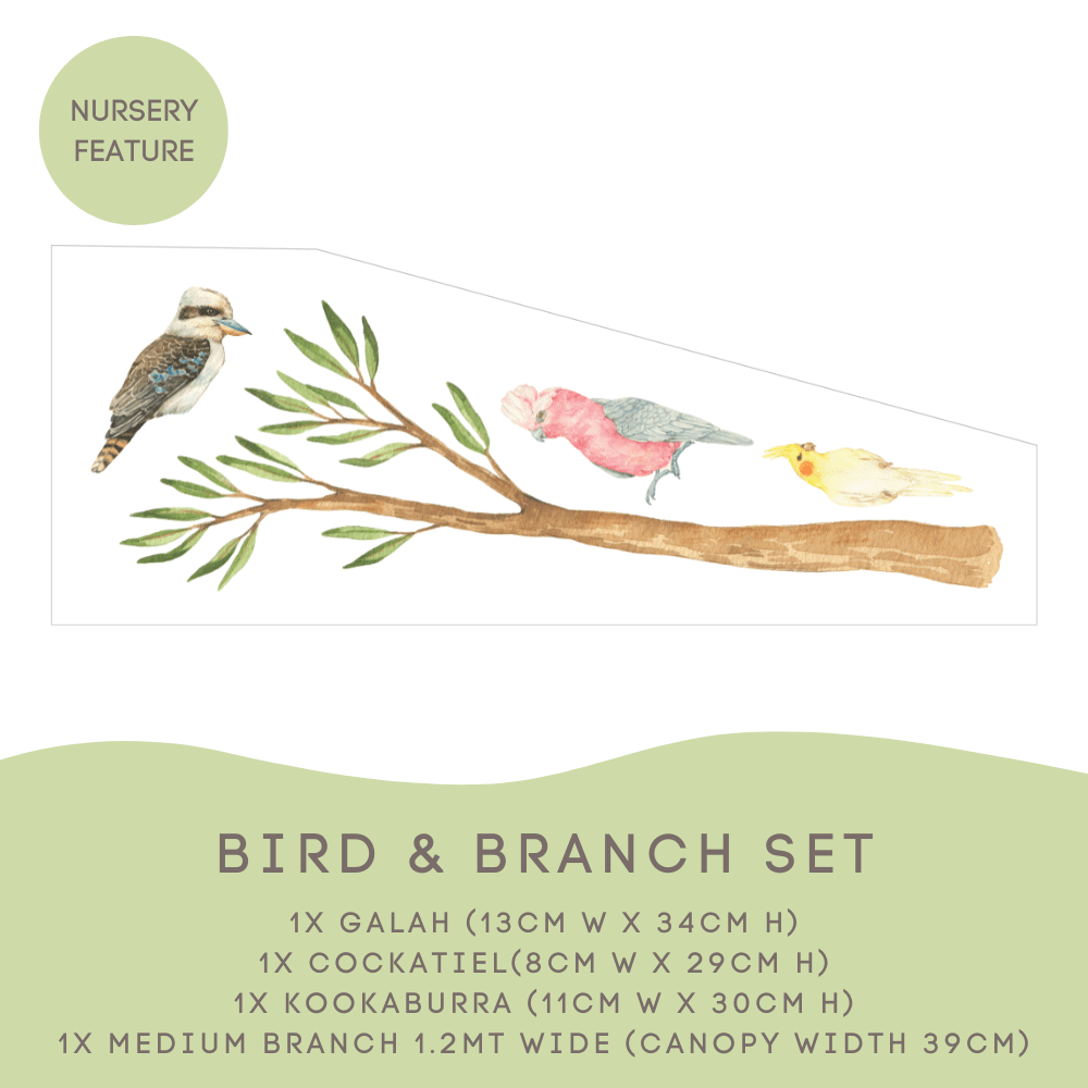 Australian Gum Tree Branch & Bird Wall Decals