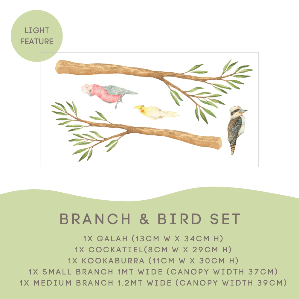 Australian Gum Tree Branch & Bird Wall Decals