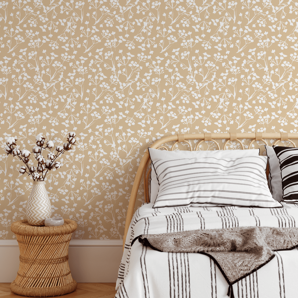 Ali Beige Dainty Foliage Farmhouse Wallpaper