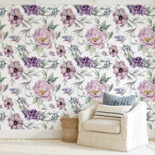 Adele Lavender Peonies Wallpaper
