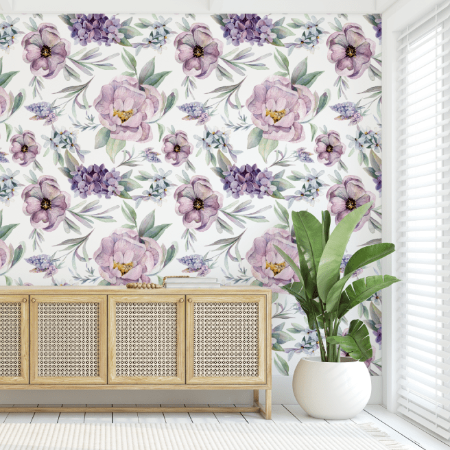 Adele Lavender Peonies Wallpaper