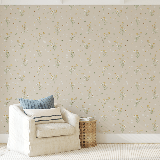 Meadow Daisy Floral Wallpaper